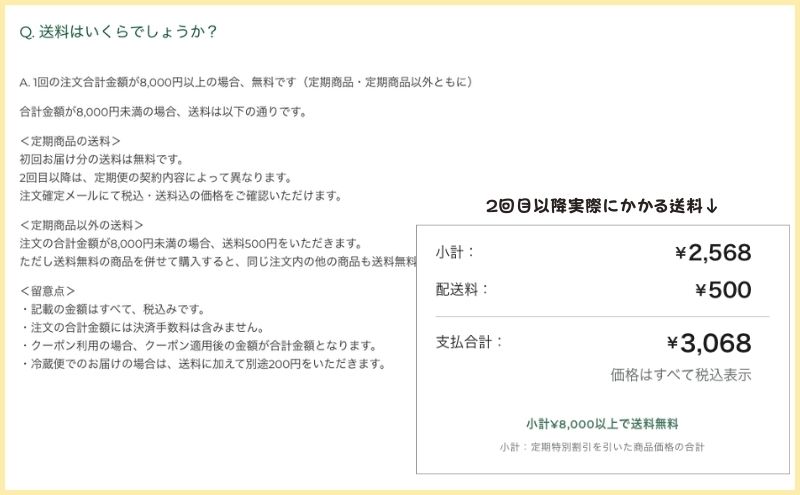 ZENB公式サイトのデメリット＞配送料がかかる